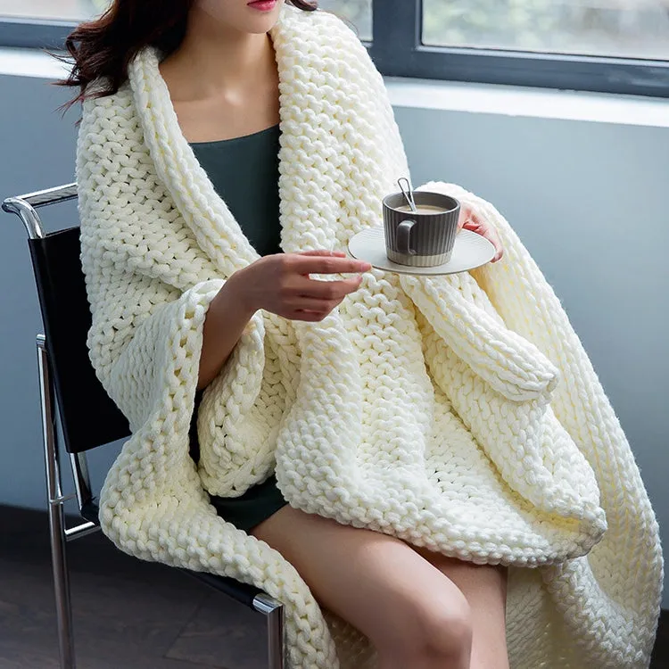 Soft Knitted Blanket , Warm Throw Blankets, Fluffy Cotton Blankets