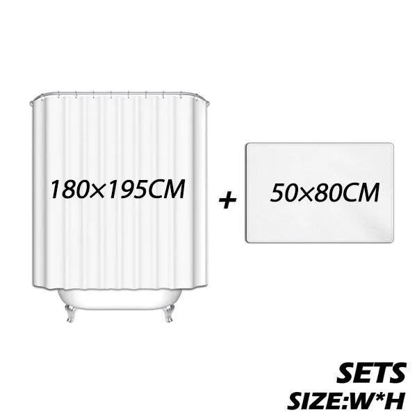 Sports Shower Curtain and Mat Set, Baseball Vintage Style Waterproof Fabric Bathroom Curtain