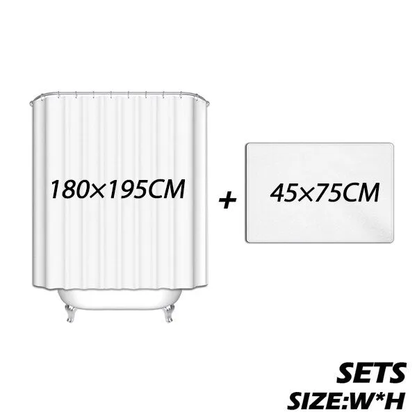 Sports Shower Curtain and Mat Set, Baseball Vintage Style Waterproof Fabric Bathroom Curtain