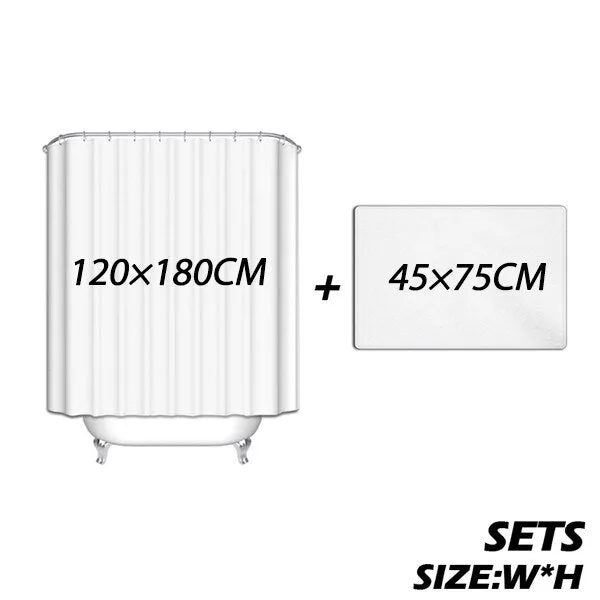 Sports Shower Curtain and Mat Set, Baseball Vintage Style Waterproof Fabric Bathroom Curtain