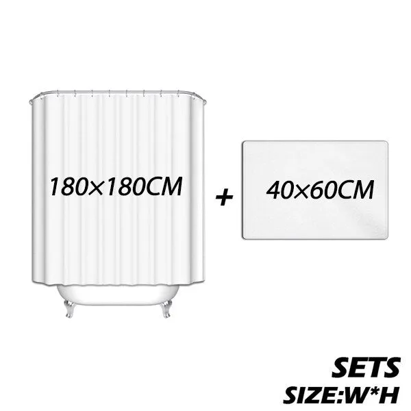 Sports Shower Curtain and Mat Set, Baseball Vintage Style Waterproof Fabric Bathroom Curtain