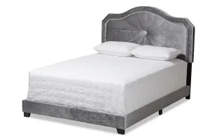 Stella Gray Velvet Fabric Upholstered Bed (Full)