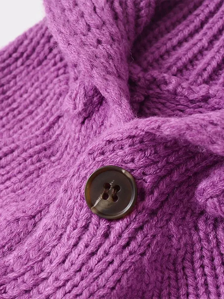 TAVIMART  -  New Fashion Slanted Collar Knitted Women's Pullover Solid Color Single Breasted Short Sweater Women Casual Comfortable Sweaters