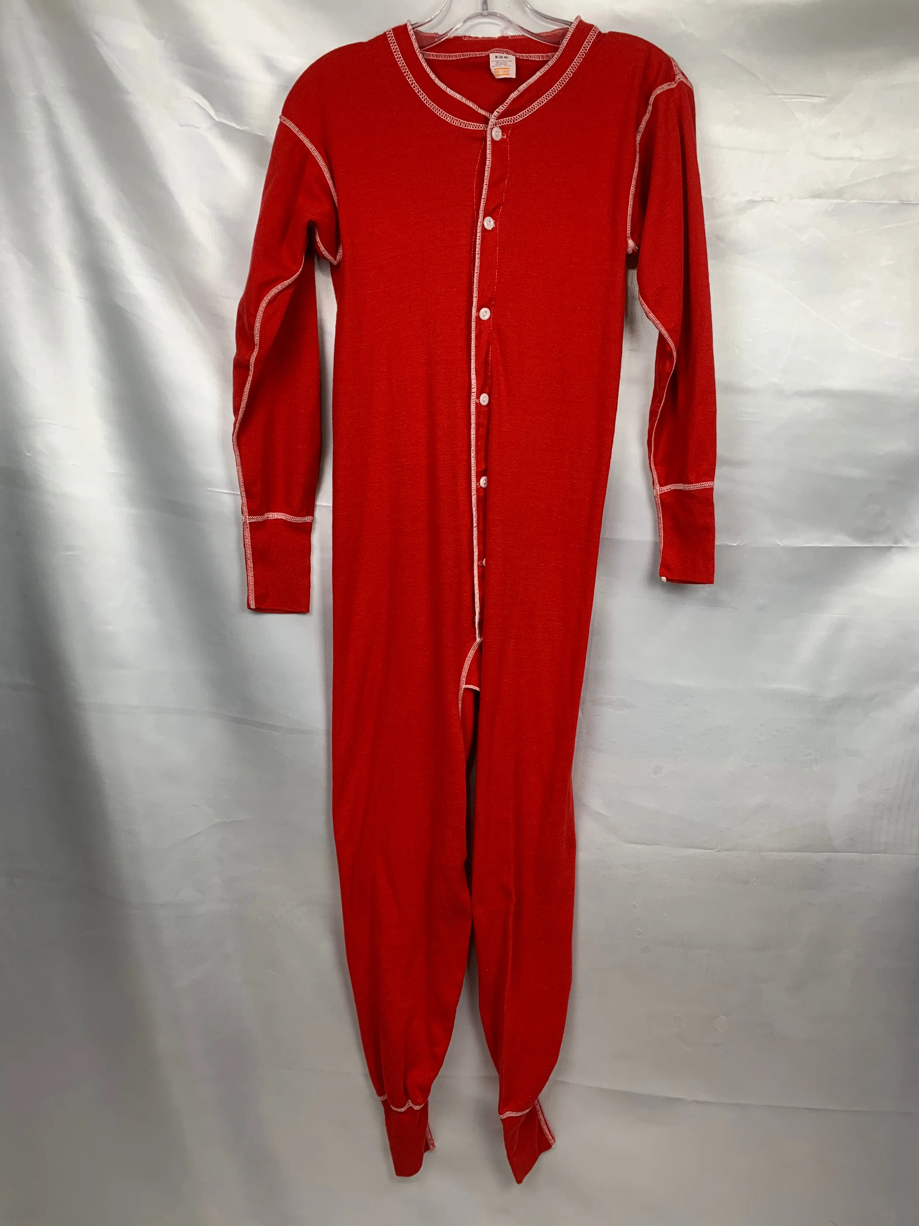 Union Suit Long Johns Thermal Underwear Mens 38 -40 Red Preowned
