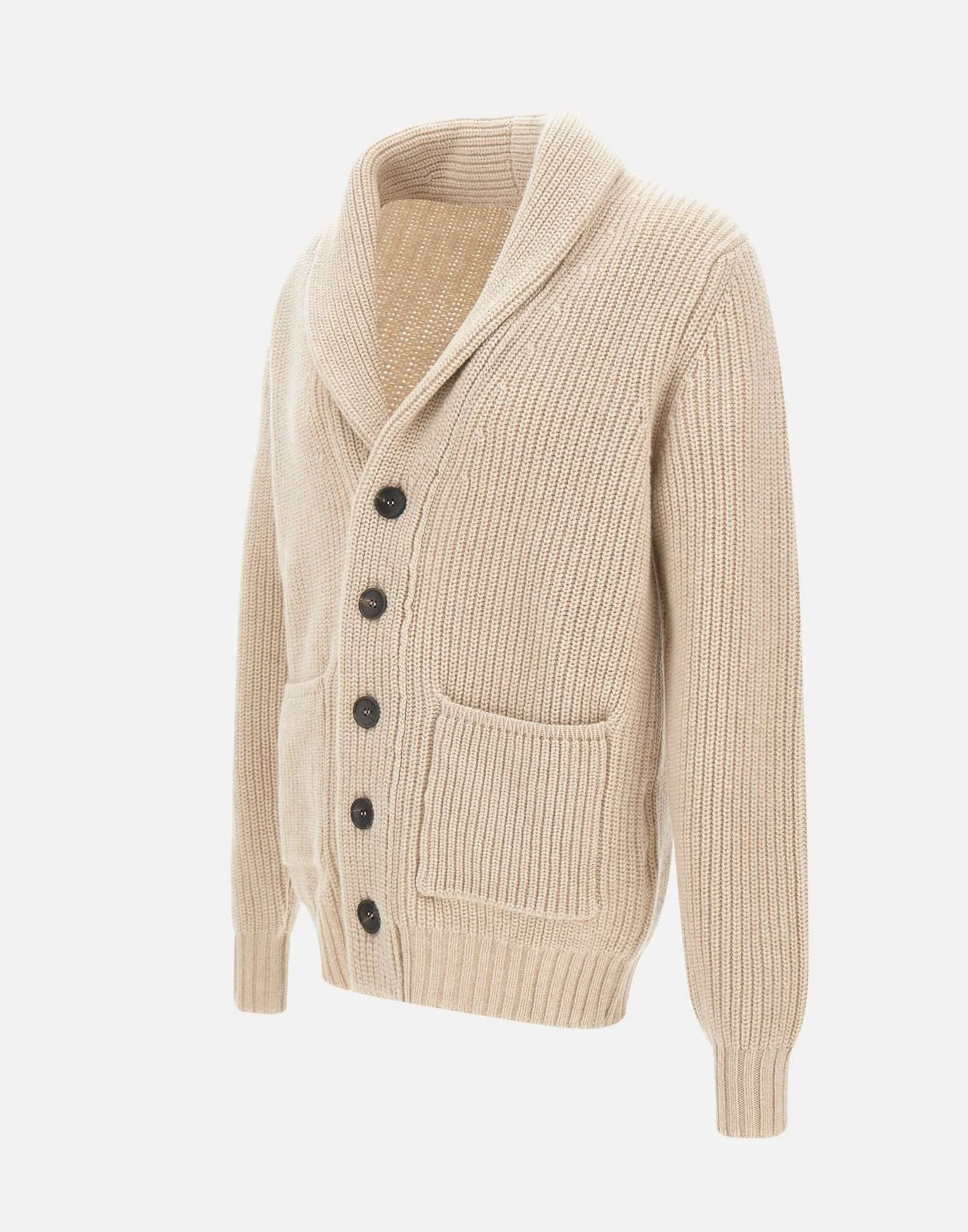Wool Cashmere Cardigan in Coffee and Milk