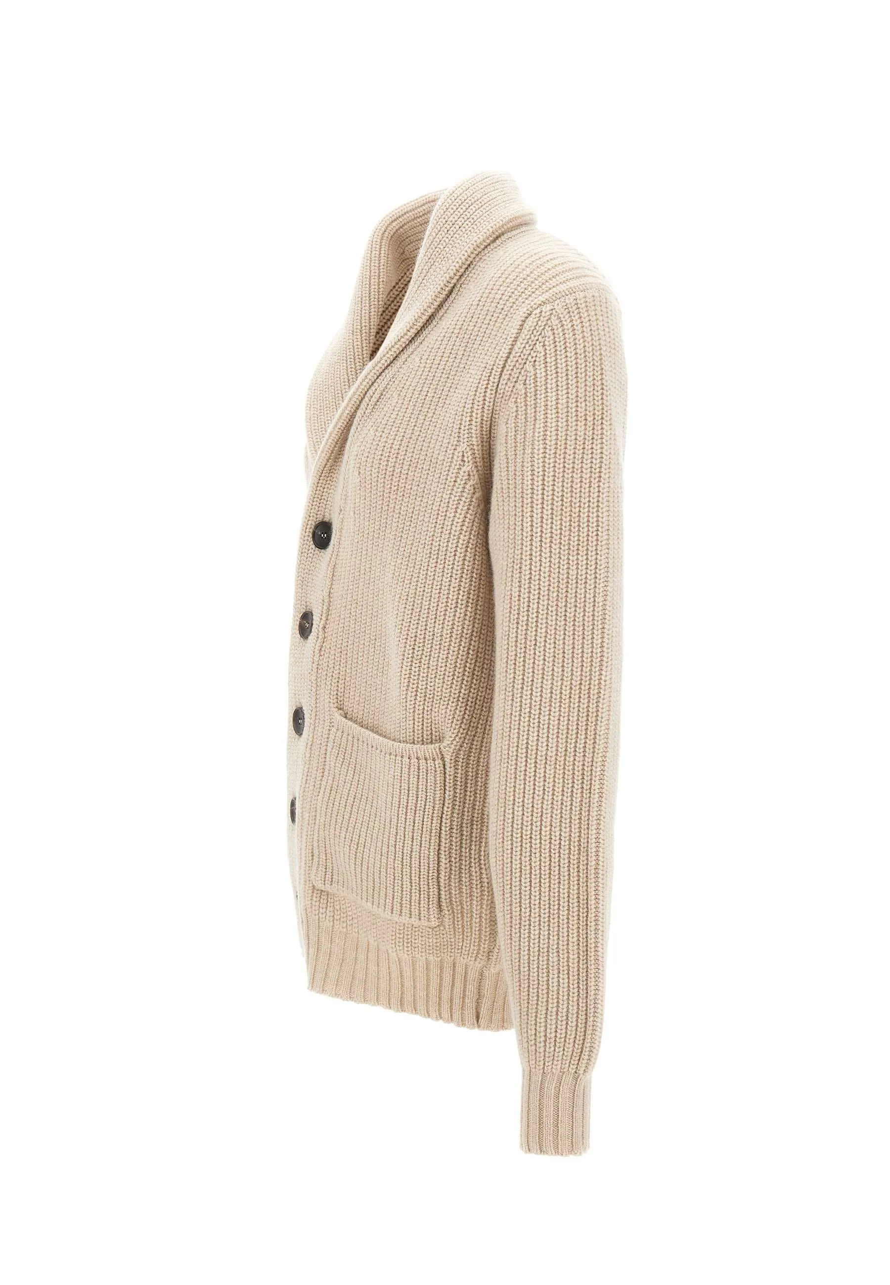 Wool Cashmere Cardigan in Coffee and Milk