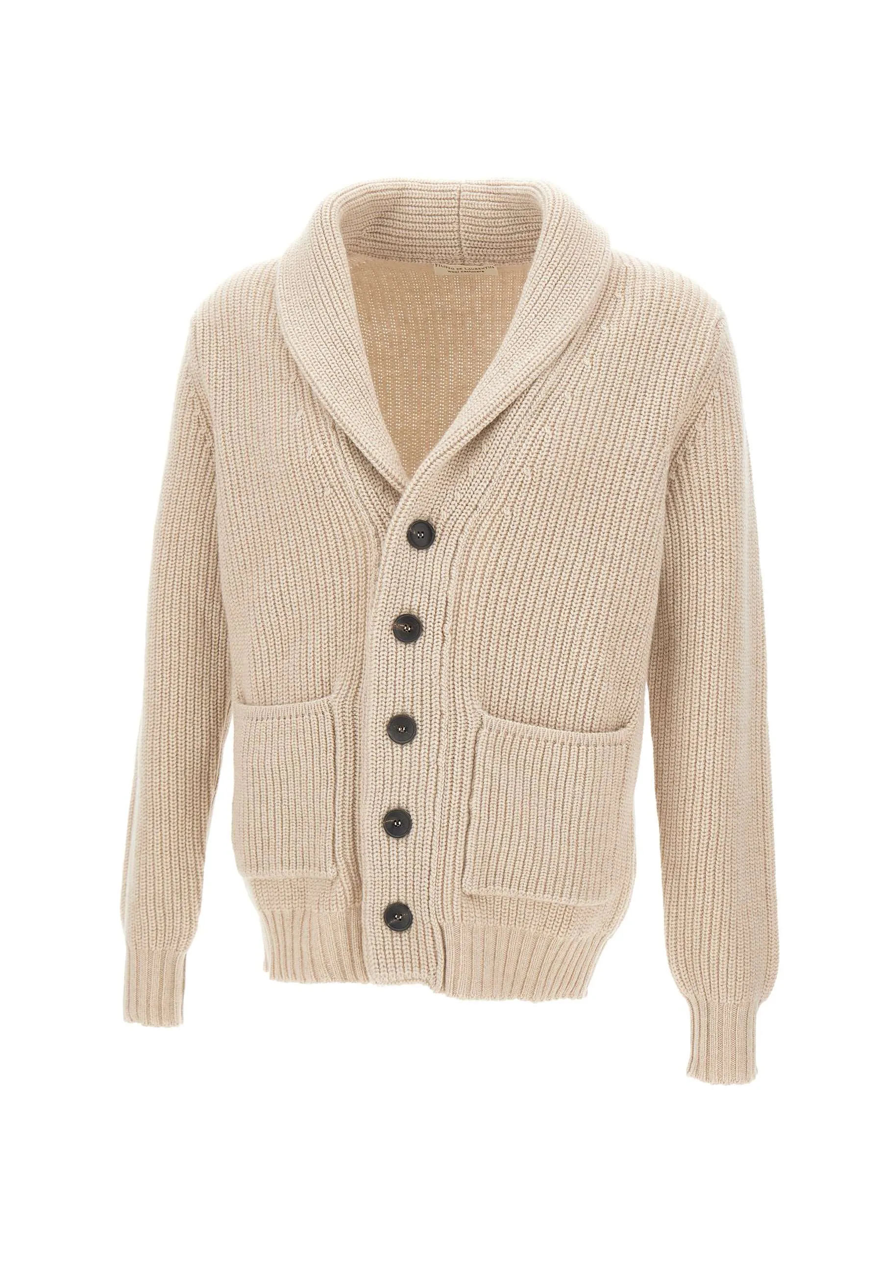 Wool Cashmere Cardigan in Coffee and Milk