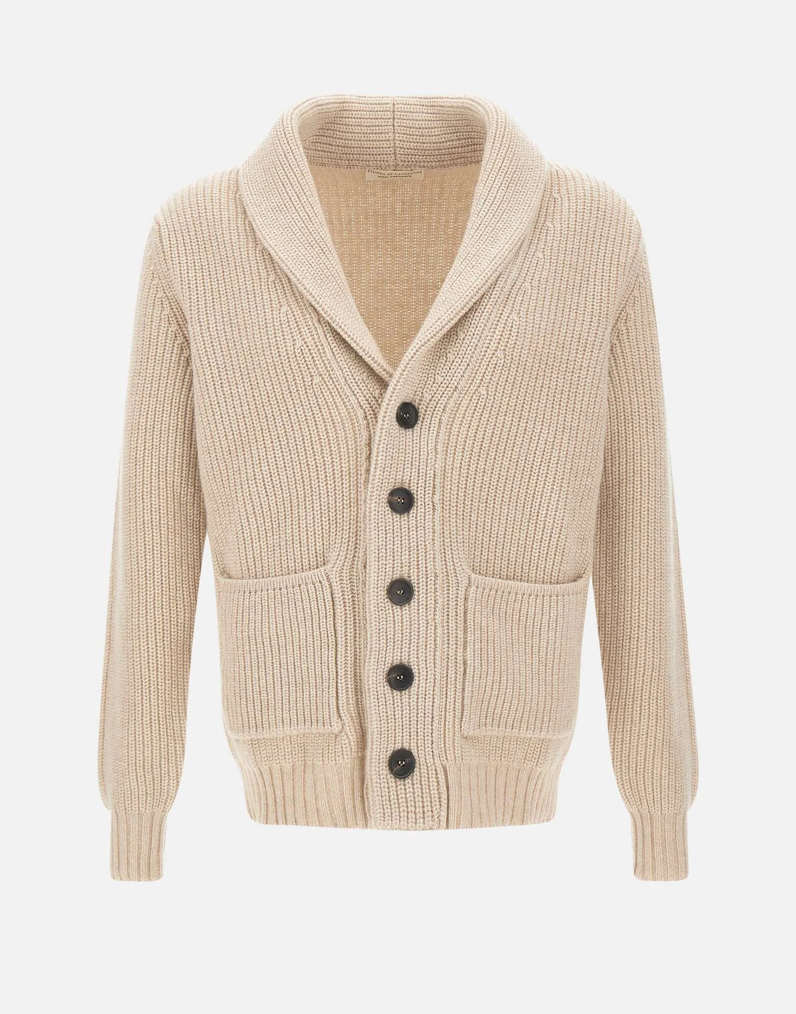 Wool Cashmere Cardigan in Coffee and Milk