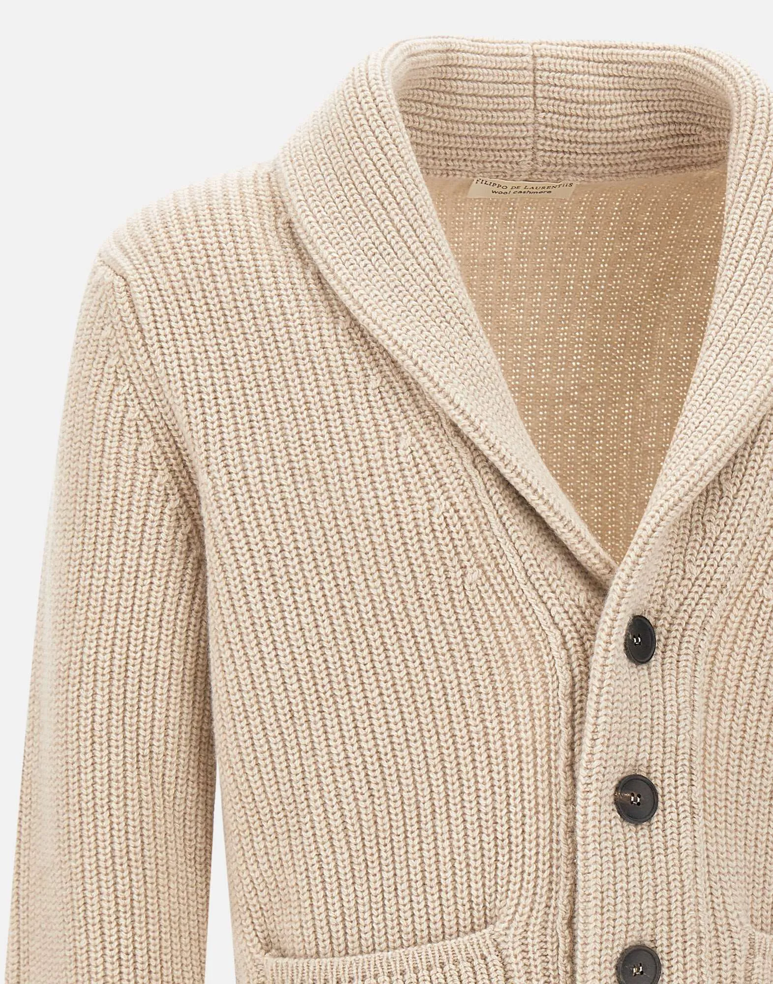 Wool Cashmere Cardigan in Coffee and Milk