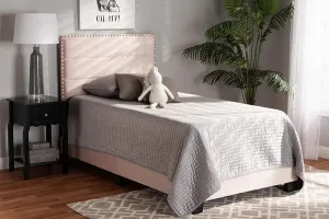 Yolanda Light Pink Velvet Fabric Upholstered Panel Bed (Twin)